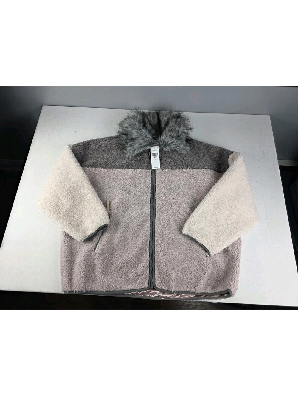 NWT Boundless North $180 Sherpa Jacket Womens 2XL Mauve Faux Fur Coldwater Creek